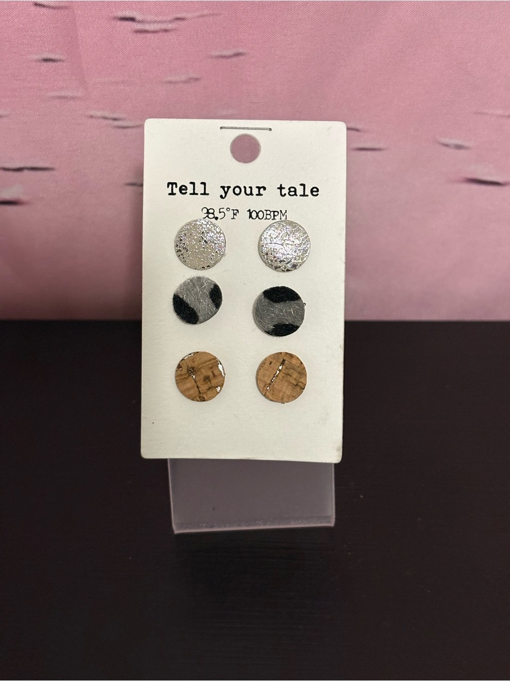 Boho Collection “Tell your tale” Set of 3 circular stud earrings. New.